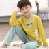 Cartoon Boy Pyjama Mùa hè dài tay Cotton Big Boy Boy Girl Dịch vụ nhà trẻ em Set Crayon Shinchan Nam giới