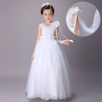 Buổi Tối của trẻ em Ăn Mặc Công Chúa Váy Cô Gái Váy Cưới Flower Girl Vai Trắng Dress Piano Hiện Máy Chủ Quần Áo thời trang bé trai