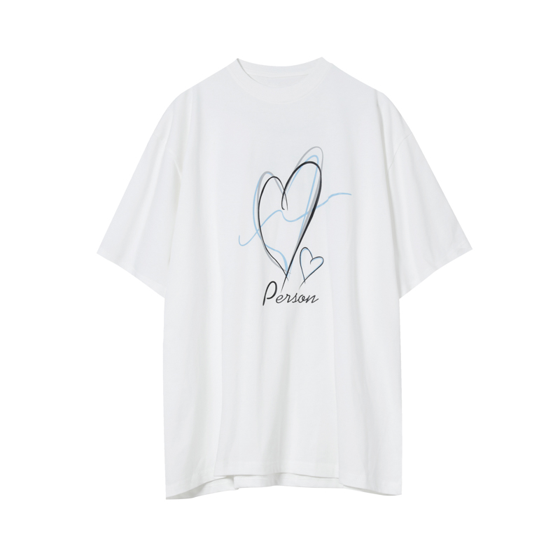 Whitecuibuju / 21ss summer ins Advanced sense leisure time Short sleeve male love Simplicity printing lovers Versatile T-shirt