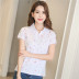 Trung niên nữ mùa hè ngắn tay t-shirt mẹ thể thao cổ áo loose shirt kích thước lớn sọc ladies ve áo polo áo sơ mi áo khoác tuổi trung niên Quần áo của mẹ