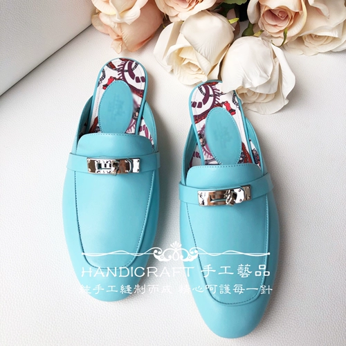 H Семейство Келли Бакл Полу -Слипперс Свифт Свифт Пинпу Мюллер обувь черный чистый белый золотисто -коричневый макарон синий