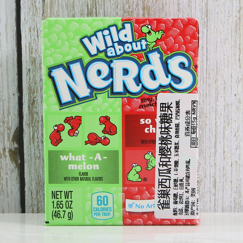 Cherry & Melon Cherry 46.7GNerdsRainbowCrunchyCandy U.S.A Nestle Wonka rainbow grain brittle Sweet and sour sugar James