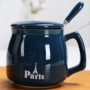 Bữa ăn sáng Cup Cup gốm có nắp muỗng Mark Cup sáng tạo Cặp vợ chồng Cup sáng tạo văn phòng Cup cà phê bình thủy tinh đựng nước