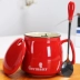Bữa ăn sáng Cup Cup gốm có nắp muỗng Mark Cup sáng tạo Cặp vợ chồng Cup sáng tạo văn phòng Cup cà phê