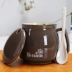 Bữa ăn sáng Cup Cup gốm có nắp muỗng Mark Cup sáng tạo Cặp vợ chồng Cup sáng tạo văn phòng Cup cà phê