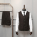 Mùa thu và mùa đông nam Anh tweed vest len ​​len xương cá vest vest quần set hai bộ thủy triều - Dệt kim Vest áo vest len nam Dệt kim Vest