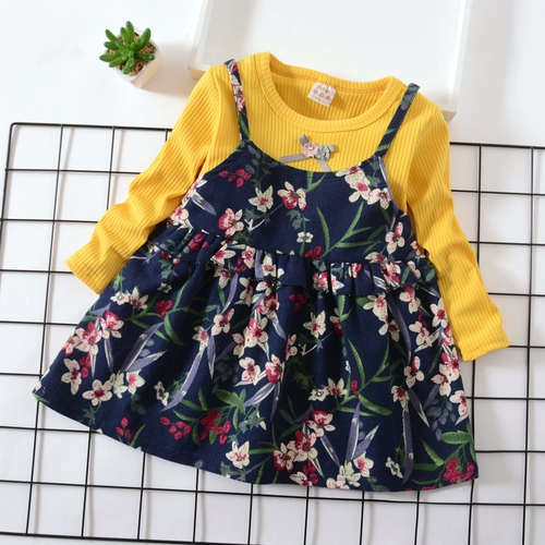 Весеннее платье, хлопковая детская юбка, детский комплект для девочек, 2019, тренд сезона, цветочный принт