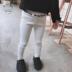Trẻ em Hàn Quốc quần áo 2018 mùa xuân mới cô gái đầu gối lỗ mỏng chân quần trẻ em chữ eo quần âu Mùa xuân