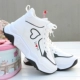 Giày mùa xuân mới của phụ nữ giày lưới thoáng khí Giày cao gót màu trắng nữ sinh viên giày thể thao đế dày dày chạy bộ giày nữ - Giày cao gót