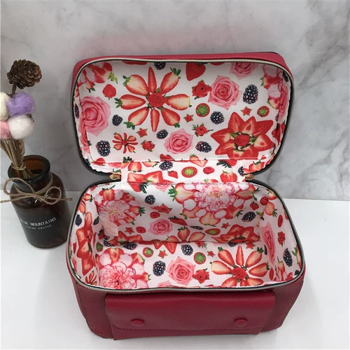 Красная полиуретановая брендовая портативная вместительная и большая сумка-органайзер, в корейском стиле, популярно в интернете