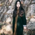 Len áo khoác nữ phần dài mùa thu và mùa đông Hàn Quốc phiên bản 2018 new loose sinh viên văn học retro dày Nizi coat áo khoác nữ dáng dài Trung bình và dài Coat