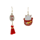 Праздничнные красные ретро этнические серьги с кисточками, китайский стиль, на удачу, этнический стиль