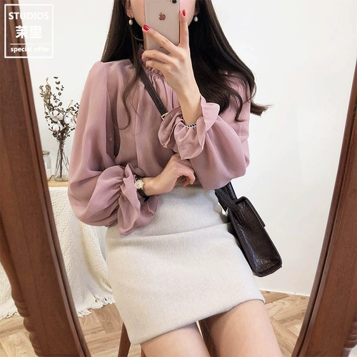 Универсальная летняя рубашка, ретро мегафон, лонгслив, 2023, Южная Корея, свободный крой