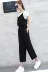 2019 những người phụ nữ phiên bản Hàn Quốc của dây đeo voan giản dị eo cao kết hợp chân rộng rộng yếm nữ mùa hè - Cộng với kích thước quần áo
