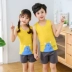 Bộ đồ vest trẻ em cotton tinh khiết new 2020 trẻ em trung và nhỏ quần đùi treo mùa hè cho bé trai và bé gái Bộ đồ hai mảnh giản dị - Phù hợp với trẻ em