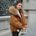 Chống mùa xuống áo khoác nữ giải phóng mặt bằng đặc biệt giải phóng mặt bằng lớn cổ áo lông thú dày ngắn lỏng dụng cụ Hàn Quốc phiên bản 2018 mới mô hình thời trang Xuống áo khoác