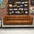 gió công nghiệp châu Âu và Mỹ làm ghế sofa khách sạn sofa thanh sang trọng da nhôm ghế sofa da retro cũ cá tính sáng tạo nhẹ - Ghế sô pha ghế sopha gỗ Ghế sô pha