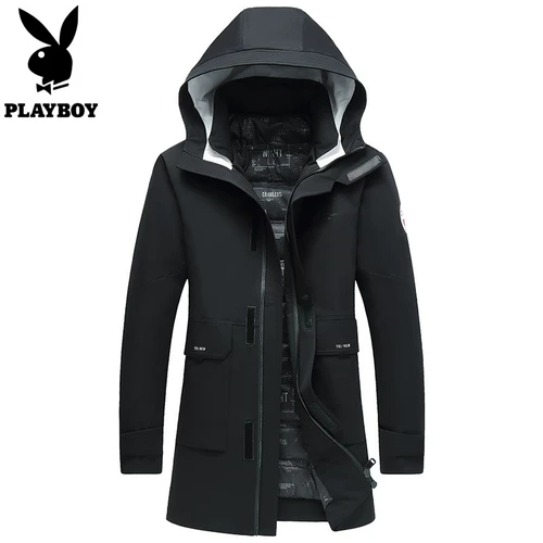 Playboy, демисезонный зимний длинный приталенный пуховик, утепленная куртка с капюшоном с пухом для отдыха, средней длины