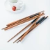Sáng tạo phong cách Nhật Bản thân thiện với môi trường dài tay cầm bằng gỗ rắn gỗ nhà gỗ Đũa gia đình chỉ đũa chống trượt bộ đồ ăn - Đồ ăn tối