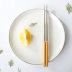 [3 miếng] Bộ đồ ăn bằng gỗ kiểu Nhật tay cầm bằng thép không gỉ muỗng Bộ đồ ăn gia đình bằng gỗ cán đũa nĩa trái cây - Đồ ăn tối