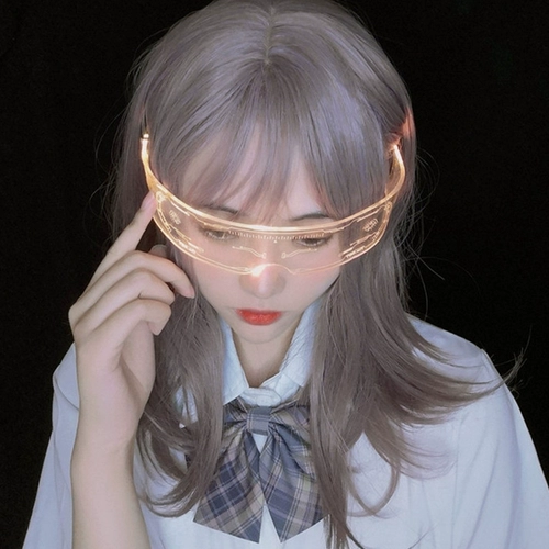 Hip -Hop Future Science and Technology Светящие очки мужчины для женщин привел панк -прилив Jumpy Photograph