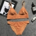 Pháp bralette không có vòng thép không có miếng bọt biển siêu mỏng sexy ren gừng áo ngực đặt đồ lót thoáng khí mùa đông bikini sexy Bộ đồ lót