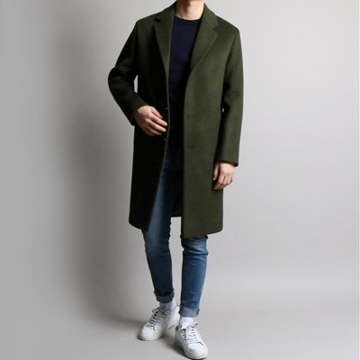 2017 mùa thu và mùa đông mới của Hàn Quốc phiên bản của đôi phải đối mặt với cashmere coat trench coat nam phần dài áo len coat coat nam mẫu áo khoác nam đẹp 2021 Áo len