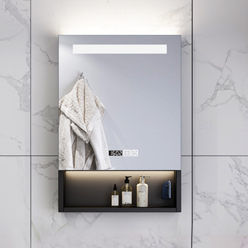 Tủ gương bằng thép không gỉ Thông minh Căn hộ nhỏ Nhà vệ sinh Nhà vệ sinh Phòng tắm 50cm Phòng tắm với tủ lưu trữ trang điểm nhẹ để loại bỏ sương mù tủ gương lavabo phòng tắm tủ gương phòng tắm inox