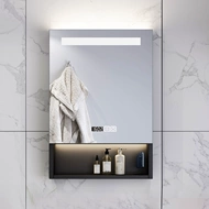 Tủ gương bằng thép không gỉ Thông minh Căn hộ nhỏ Nhà vệ sinh Nhà vệ sinh Phòng tắm 50cm Phòng tắm với tủ lưu trữ trang điểm nhẹ để loại bỏ sương mù tủ gương lavabo phòng tắm tủ gương phòng tắm inox