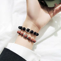 Hàn quốc phiên bản của cá tính đơn giản Sen Sở mật ong gió lạnh chic garnet đá sa thạch màu xanh sinh viên bracelet bracelet bracelet nữ vòng tay tỳ hưu