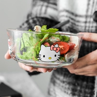 Hello Kitty, стеклянная мультяшная супница для школьников и студентов для домашнего использования, стеклянная чаша