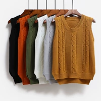 Осенний свитер, жилет, короткие нарукавники, трикотажный шерстяной шарф, в корейском стиле, без рукавов