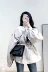 Áo khoác lửng nữ phong cách Hồng Kông mùa thu 2018 mới phiên bản Hàn Quốc của áo gió ngắn công cụ retro lỏng áo sơ mi thắt lưng Harajuku Áo khoác ngắn