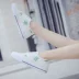 Hàn Quốc ulzzang hot sale Harajuku Giày vải lanh Nhật Bản in nền trắng lá cây gai dầu xanh lá cây văn học nữ giày