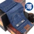 Mùa hè siêu mỏng jeans nam lỏng thẳng kích thước lớn ngày giản dị lụa cotton mùa hè ánh sáng thoáng khí màu dài quần nam shop quần jean nam Cao bồi