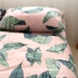 Rừng mưa nhiệt đới cây chuối lá bông vải chéo giường chăn mền chăn gối vỏ giường lily tùy chỉnh làm đôi đơn bốn bộ - Khăn trải giường