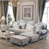 Hiện đại nhỏ gọn vải sofa kích thước căn hộ phòng khách Châu Âu đa người sofa vải kết hợp chaise longue gỗ rắn sofa