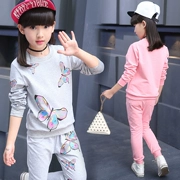 Quần áo bé gái mùa xuân phong cách nước ngoài 2018 quần áo trẻ em mới phiên bản Hàn Quốc mùa xuân và mùa thu bé gái quần áo hai dây phù hợp với quần áo