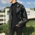Hua Xi FA mùa thu đông phiên bản Hàn Quốc của xu hướng đẹp trai màu đen xe máy quần áo trẻ trung gió gió Áo khoác da mỏng