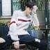 Hao Hao làm thế nào sọc áo len nam cổ tròn Hàn Quốc phiên bản của lỏng áo len giản dị thô cạnh thiết kế áo khoác xu hướng sinh viên Cardigan