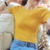 Đan Ngắn Tay Áo T-Shirt của Phụ Nữ Ngắn Eo Cao Mỏng Mỏng Băng Lụa Mùa Hè Tops Slim Đơn Giản Nhỏ Sexy Lod Navel áo phông trắng Áo phông