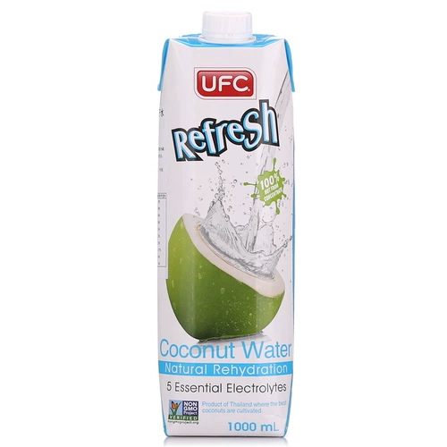 Таиланд импортировал UFC Pure Coconate Water Wrink 1l*2 бутылка оригинального чистого фруктового овоща зеленое кокосовое сок 1000 мл*6 бутылок