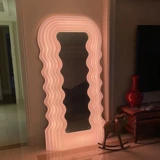 Мемфис волновое зеркало Вдохновение, заправка для ветра, зеркало напольного зеркала красная инопланетная светло -светло -розовое испытательное зеркало