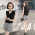 2018 mùa hè mới ren voan áo ngắn tay nữ Hàn Quốc phiên bản của V-Cổ áo sơ mi nhỏ ngọt ngào lá sen xắt nhỏ tay áo sơ mi nữ