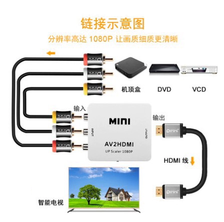 Kaifeng av в HDMI преобразователь Трехноколорный проволочный интерфейс Top Box interface HD Line 1080p