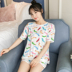 Hàn Quốc phiên bản của bộ đồ ngủ nữ mùa hè ngắn tay có thể mặc thể thao phù hợp với sinh viên lỏng lẻo kích thước lớn giản dị nhà mùa hè dịch vụ Giống cái