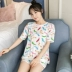 Hàn Quốc phiên bản của bộ đồ ngủ nữ mùa hè ngắn tay có thể mặc thể thao phù hợp với sinh viên lỏng lẻo kích thước lớn giản dị nhà mùa hè dịch vụ