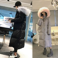Hàn Quốc phiên bản của 2018 mới chống mùa đông đệm xuống bông pad của phụ nữ sinh viên trên đầu gối phần dài bông áo bông áo áo khoác kaki nam lót lông cừu