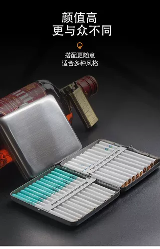 Мужской металлический портативный ультратонкий портсигар из нержавеющей стали