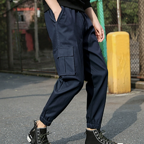 Демисезонные дорожные рабочие штаны, эластичная талия, на шнурках, свободный крой